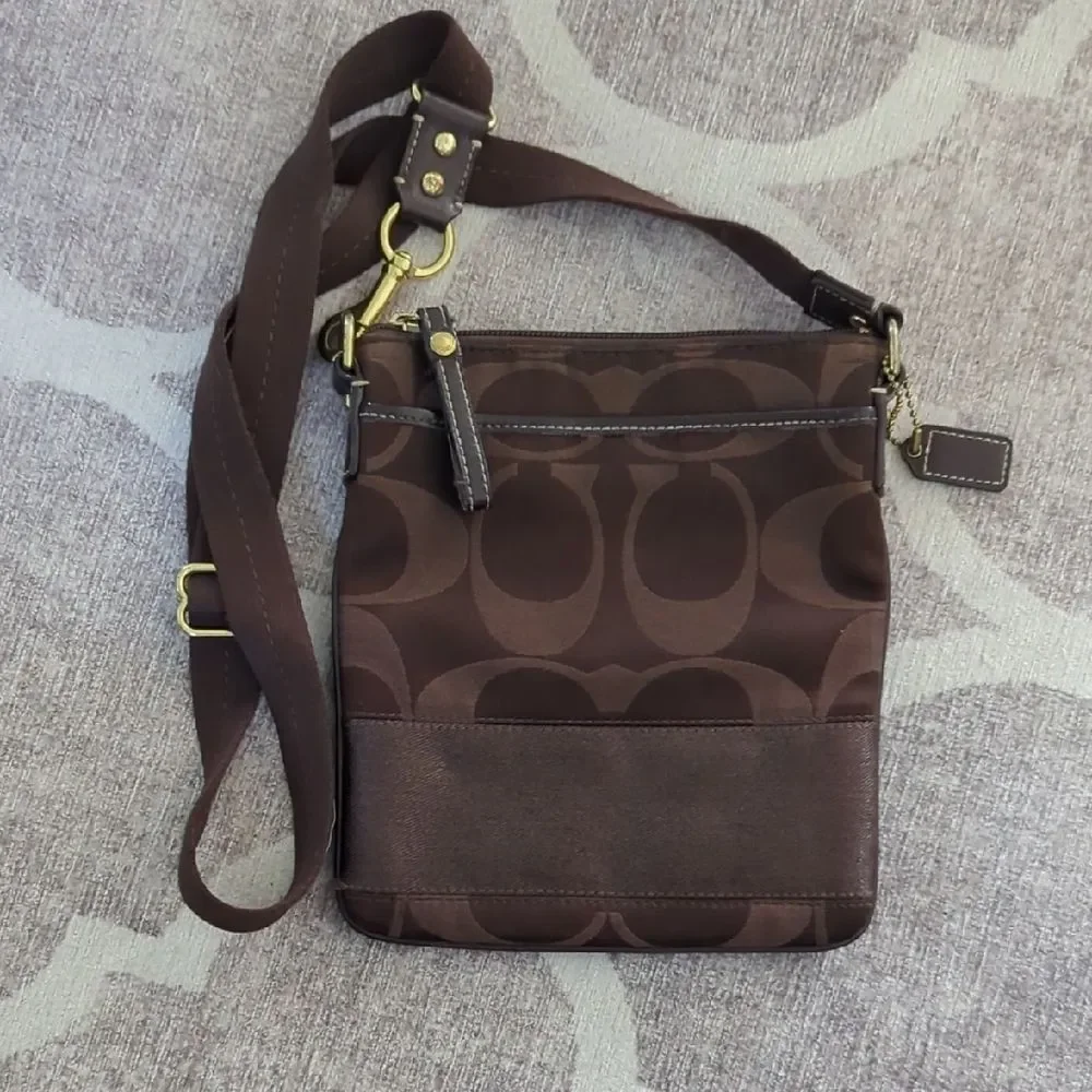 Brown Canvas Crossbody Bag Coach